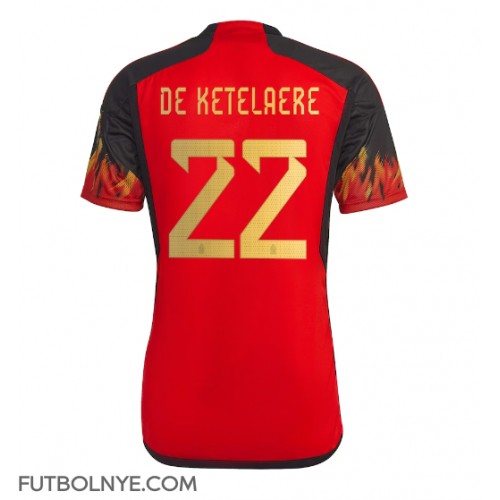 Camiseta Bélgica Charles De Ketelaere #22 Primera Equipación Mundial 2022 manga corta